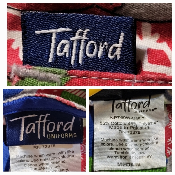 🎅 BUNDLE 3 Christmas Scrub Tops medium Holiday Tafford M - Picture 5 of 7